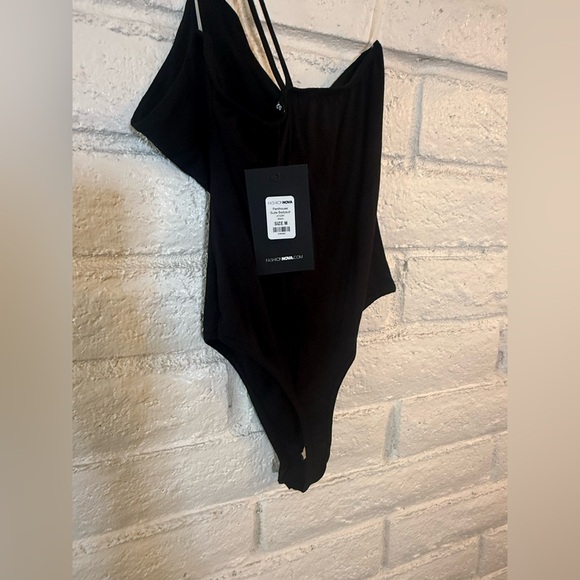 Fashion Nova Black Asymmetrical Bodysuit - Picture 4 of 5